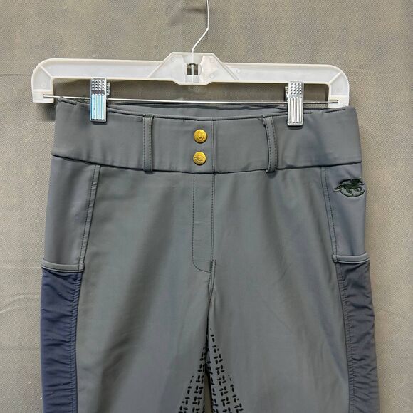 Riding Breeches Pants Women's Size Small Gray Grip Seat Pockets Equestrian Nylon - Picture 1 of 8